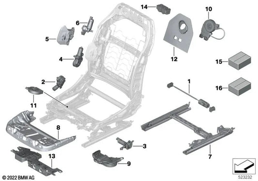 Ajuste longitudinal do assento direito para BMW G60, G61, G68 (OEM 52105A69C08). BMW original