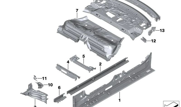 Marco inferior de luneta trasera OEM 41007488075 para BMW G20, G21, G28, G80. Original BMW.