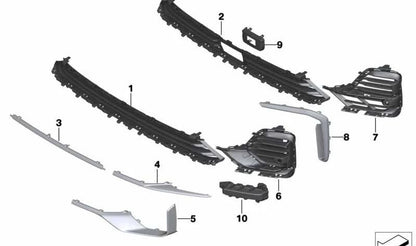 Moldura decorativa delantera izquierda OEM 51117470329 para BMW X7 {G07 xDrive30d, xDrive40d, xDrive40i, xDrive50i}. Original BMW.