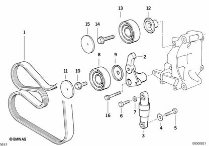 Tensor de correa para BMW Serie 3 E36, Serie 5 E34 (OEM 11281247051). Original BMW.