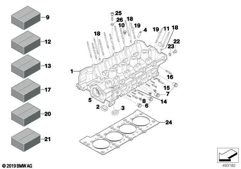Guía de válvula para BMW (OEM 11121416154). Original BMW
