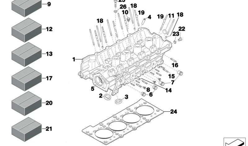 OEM -Ringanschluss 11121416121 für BMW E36 320i STC (1995). Motorsystemstück (Zylinderkopf). Original BMW.