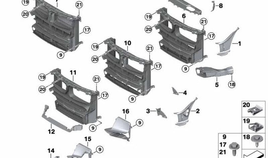 Tapa canalización aire derecha OEM 51117308038 para BMW F15 X5. Pieza de carrocería original BMW.