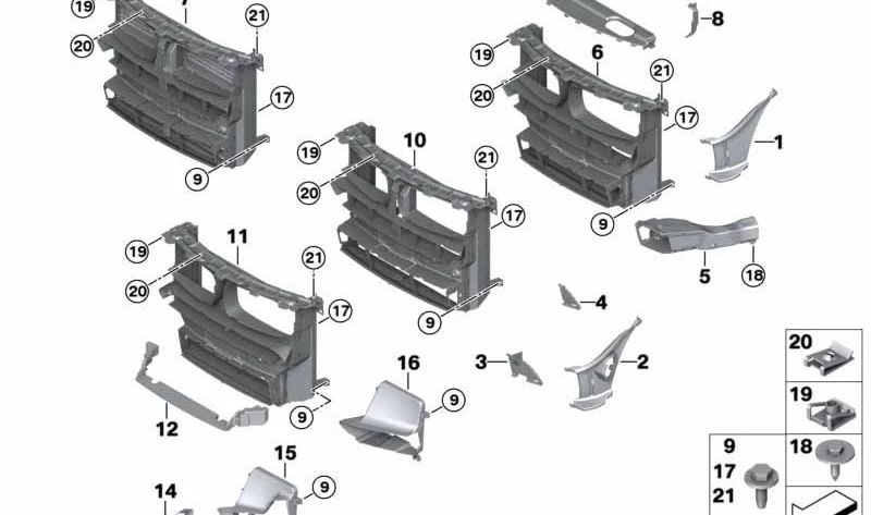 Conducto de aire de refrigeración OEM 51648055208 para BMW F15, F16. Original BMW.