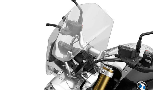 Parabrisas alto claro OEM 77338534283 para BMW Motorrad R1200R (K53), R1250R. Original BMW Motorrad.