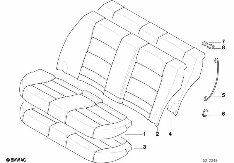 Funda de Asiento de Tela para BMW E36 (OEM 52208156429). Original BMW.