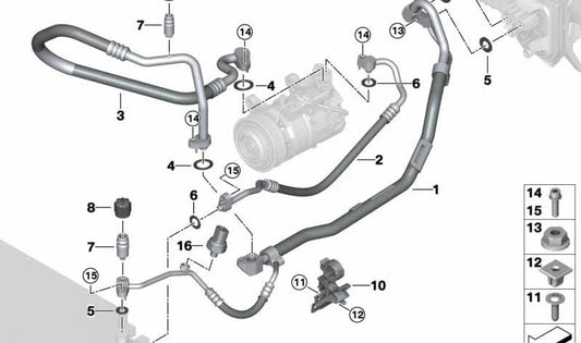 Hochdruckrohr (Kondensserkompressor) OEM 64539395479 für BMW G42, G20, G21, G28, G22, G23, G26. Original BMW.