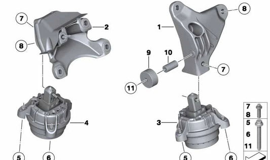 Left engine mount for BMW F10, F01N, F02N (OEM 22116858975). Original BMW