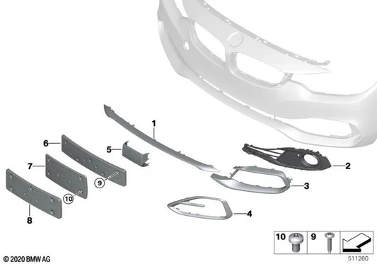 Griglia aperta destra per BMW F32, F33, F36 (OEM 51117294682). BMW originale