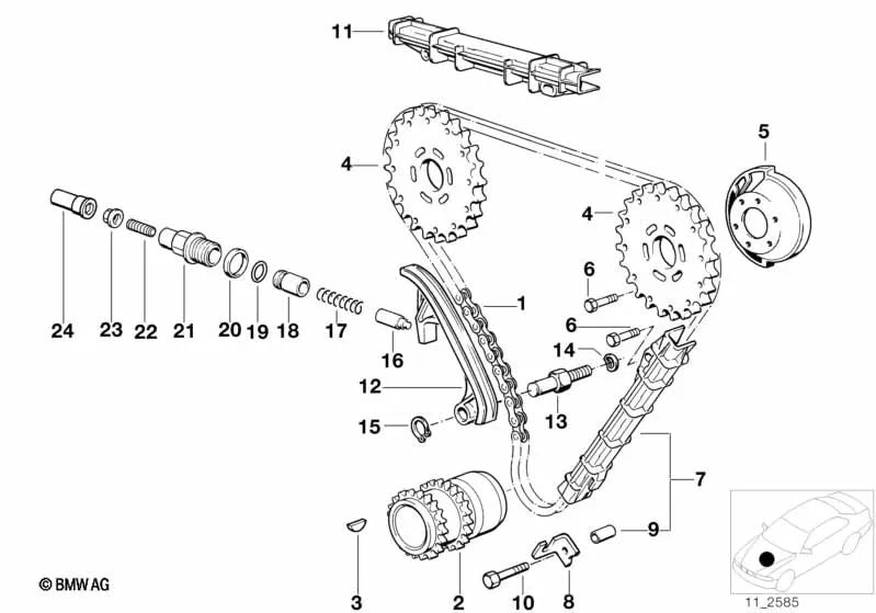 Tenditore per BMW 7 E38 Series, serie 8 E31 (OEM 11311747017). BMW originale.