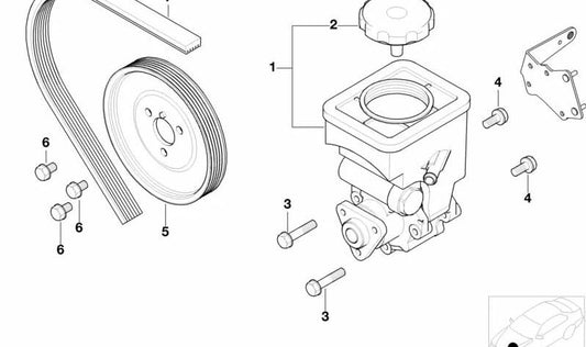 Assistierte Lenkpumpe für die BMW 3 E46 -Serie (OEM 32416757465). Original BMW