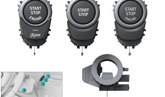 Bouton START / STOP OEM 51417948014 pour BMW G01, G02, G08, G09. BMW d'origine.