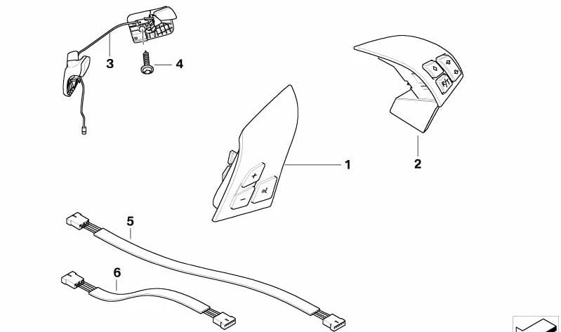 Interruptor derecho volante multifunción OEM 61319174036 para BMW Z4 E85, E86. Original BMW.