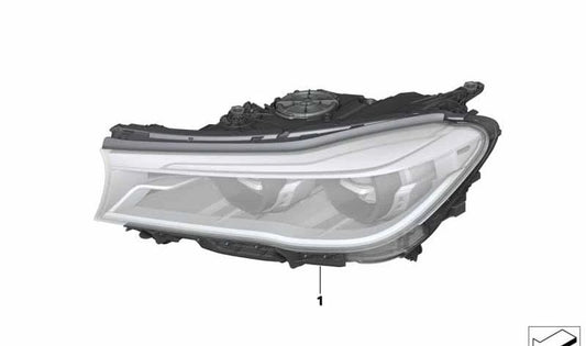 Faro delantero izquierdo con luz láser OEM 63117408703 para BMW G11 y G12 (730d, 730i, 740d, 740i, 750d, 750i, 725d, 730e). Compatible con modelos fabricados entre 2015 y 2019. Original BMW.