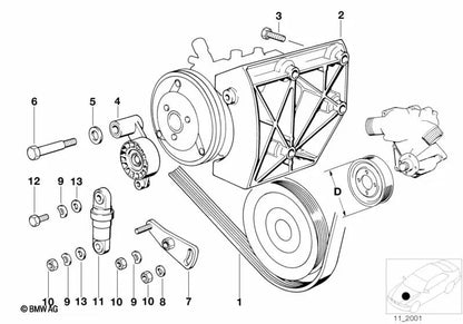 Correa acanalada para BMW Serie 8 E31 (OEM 11281736999). Original BMW