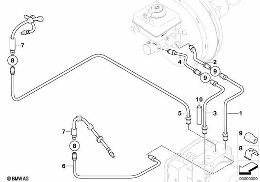 Circuito del freno posteriore del tubo del freno per BMW E60, E61N, E63, E64 (OEM 3432283844). BMW originale