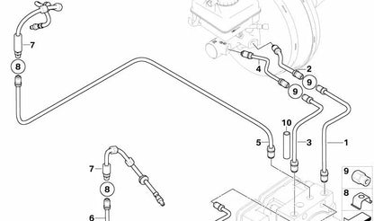 Tubo de freno trasero OEM 34322283841 para BMW E60, E61, E63, E64. Original BMW. Ideal para reparar el circuito de freno trasero. Diámetro 6 mm.