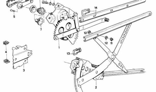 Elevador de ventana eléctrica delantero derecho OEM 51321867922 para BMW E23. Original BMW.