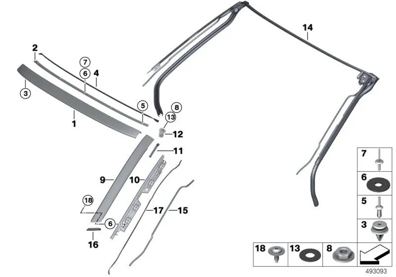 Guide de l'eau pour BMW I12, I12N, I15 (OEM 51447378917). BMW d'origine