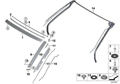 Guide de l'eau pour BMW I12, I12N, I15 (OEM 51447378917). BMW d'origine