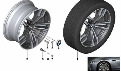 Llanta de aleación Jet Black OEM 36118047256 para BMW F06, F12, F13. Original BMW.