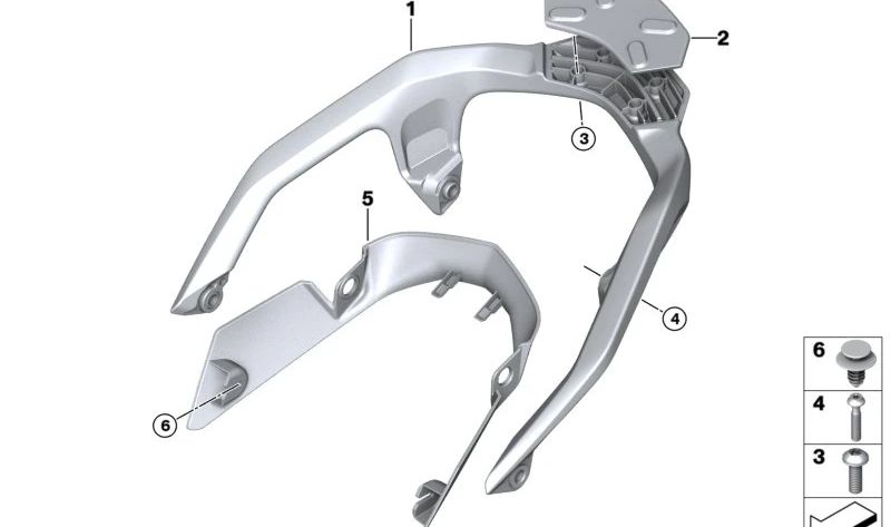 Cubierta de chasis trasero OEM 46637106015 para motos BMW R 1300 GS (KA1, desde 06/2023). Original BMW Motorrad.