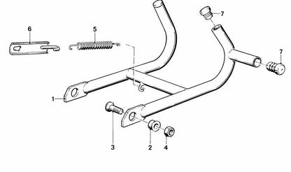 Caballete lateral OEM 46522301592 para BMW K1200S, K1300S, K1200R, K1300R. Repuesto original BMW.