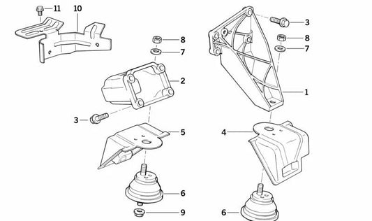 OEM 11811141241 MOTEUR SILENTBLOCK POUR BMW E34. Pièce en caoutchouc pour le support du moteur. Compatible uniquement avec les modèles E34. BMW d'origine.