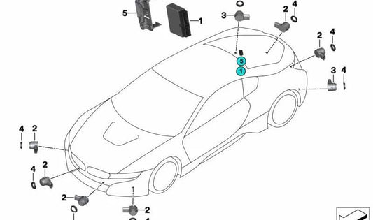 Soporte unidad de control PDC OEM 61359290006 para BMW I12, I12N, I15. Original BMW.