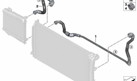 Tambuco di radiatore refrigerante per BMW G42, G20, G21N, G22, G23, G26 (OEM 17128654817). BMW originale
