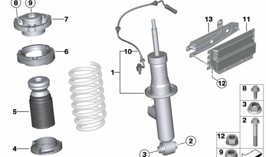 Rear additional shock absorber with protection tube OEM 33506899850 for BMW G08 (X3 2017 onwards). Original BMW.