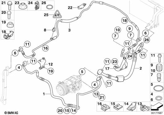 Pressure pipe bracket for BMW 3 Series E90N, E91N, E92, E92N, E93, E93N (OEM 64509190454). Original BMW