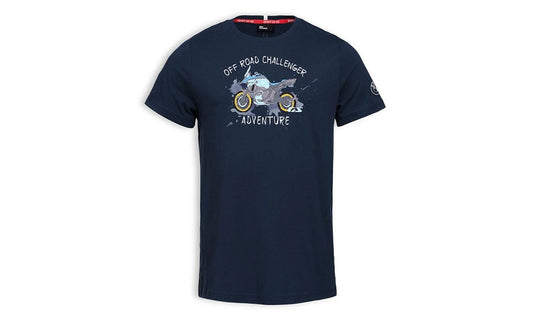 Camiseta Offroad Challenger azul noche talla XL OEM 76615A811D0 para BMW. Original BMW Motorrad.