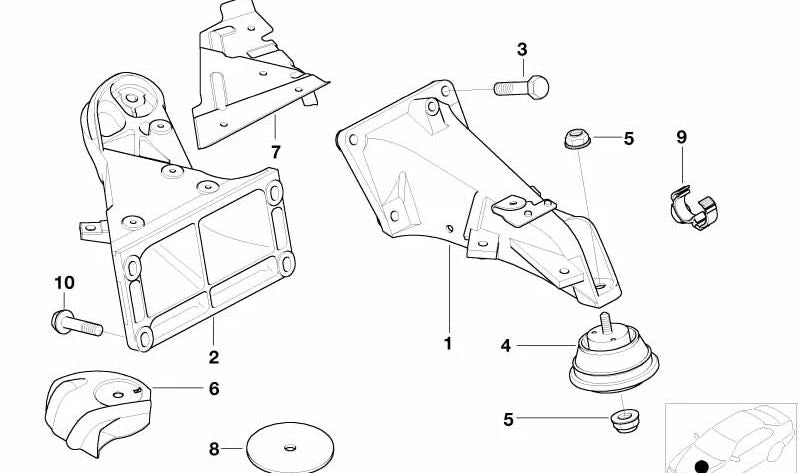 Soporte izquierdo para BMW Serie 3 E46, Z4 E85, E86 (OEM 22112229898). Original BMW