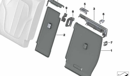 Revestimiento trasero segunda fila de asientos OEM 52207945135 para BMW X5 (G05) y BMW X6 (G06). Original BMW.