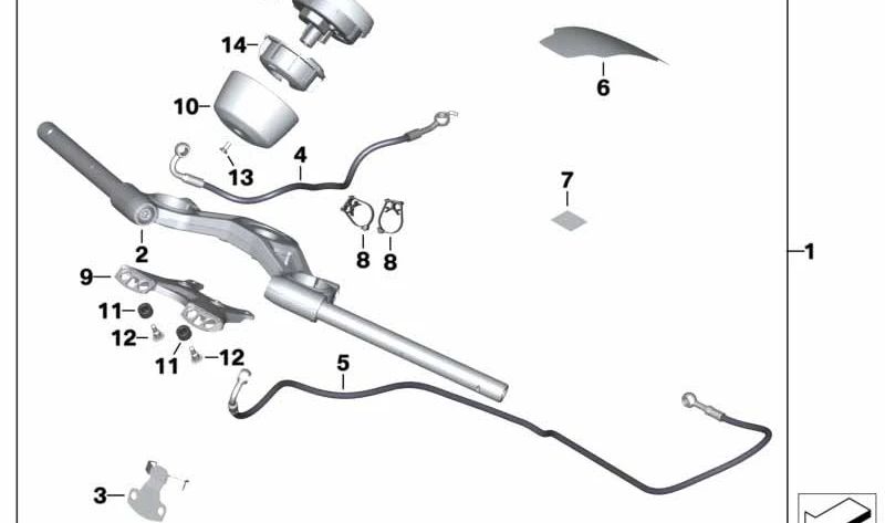 Soporte delantero OEM 46638558744 para motos BMW R nineT Pure, R nineT Racer. Original BMW Motorrad.