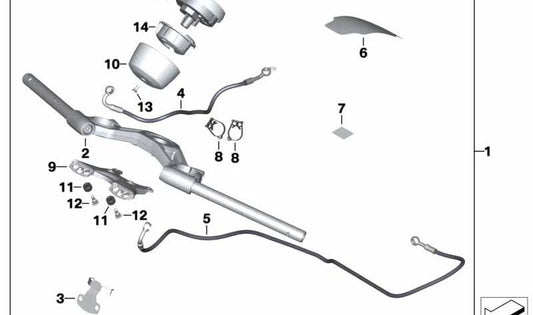Soporte delantero OEM 46638558744 para motos BMW R nineT Pure, R nineT Racer. Original BMW Motorrad.