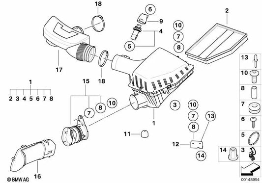 MANGITO per BMW 5 E60 Series, E60N, E61, E61N, Serie 6 E63, E63N, E64, E64N (OEM 13717533931). BMW originale