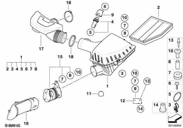 Fuelle OEM 13717533931 para BMW Serie 5 E60, E60 LCI, E61, E61 LCI; Serie 6 E63, E63 LCI, E64, E64 LCI. Original BMW.
