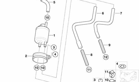 Soporte para filtro de combustible OEM 13321741654 para BMW E31 y BMW Motorrad FK14, GR13. Pieza original BMW.