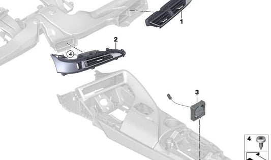 Right air vent for BMW I12, I12N, I15 (OEM 64229320892). Original BMW
