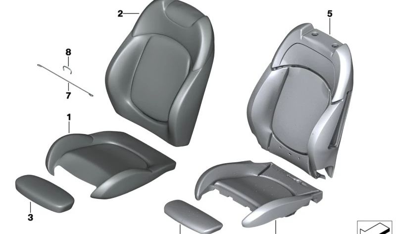 Gomaespuma apoyo lateral banqueta OEM 52107389118 para MINI F56, F55, F54, F57, incluyendo versiones LCI y BEV… y más. Original MINI.