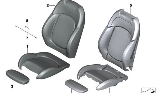 Gomaespuma apoyo lateral banqueta OEM 52107389118 para MINI F56, F55, F54, F57, incluyendo versiones LCI y BEV… y más. Original MINI.