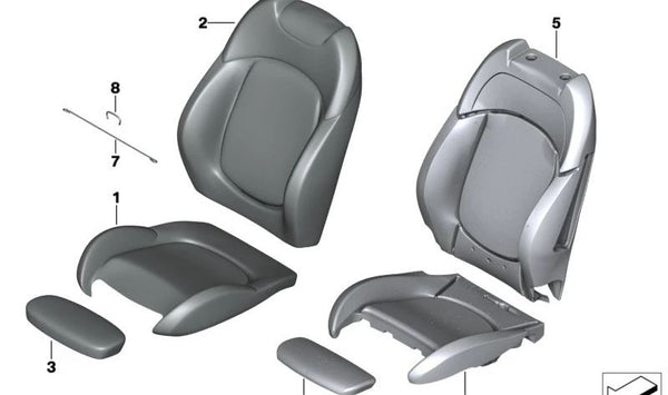 Funda reposamuslos OEM 52107939857 para MINI F20, F54, F55, F56, F57. Original MINI.