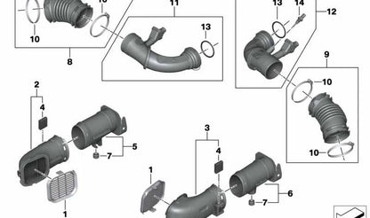 Rejilla de admisión para BMW Serie 5 G30, G31N, Serie 7 G11, G12, Serie 8 G14, G15, G16 (OEM 13718613145). Original BMW