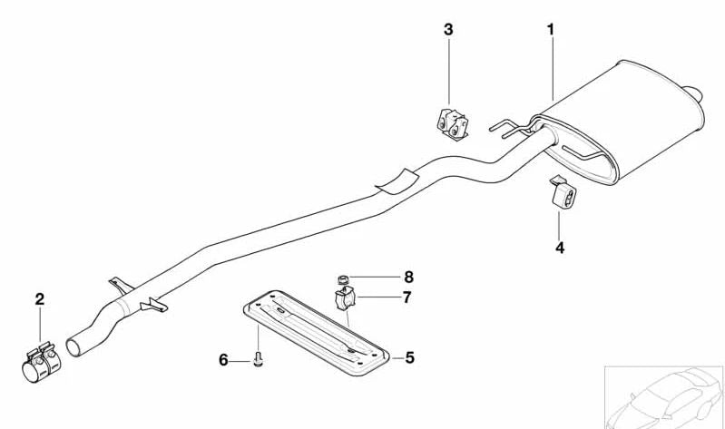 Soporte de escape trasero OEM 18212246554 para BMW Serie 5 E39. Original BMW.