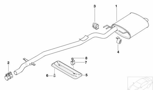 Silencioso trasero OEM 18312247728 para BMW E39 525td y 525tds (manual y automático). Modelos compatibles: E39. Pieza original BMW.