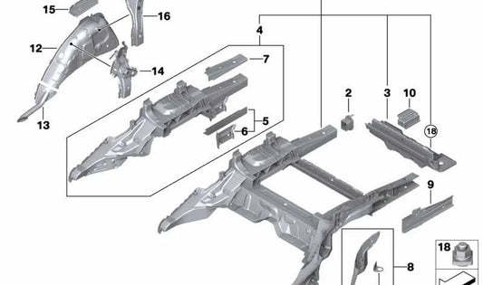 Extensión longitudinal inferior derecha OEM 41007431368 para BMW G32 620d, 620d xDrive, 630d. Original BMW.