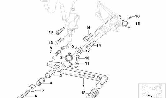 Pedal de freno trasero negro OEM 35217669755 para BMW Motorrad R 1150 R (1999-2006) y R 850 R (2002-2007). Repuesto original BMW Motorrad.