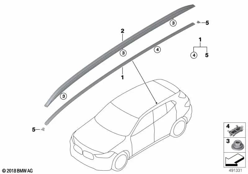 Druckdachform, rechts für BMW F39 (OEM 51137479468). Original BMW